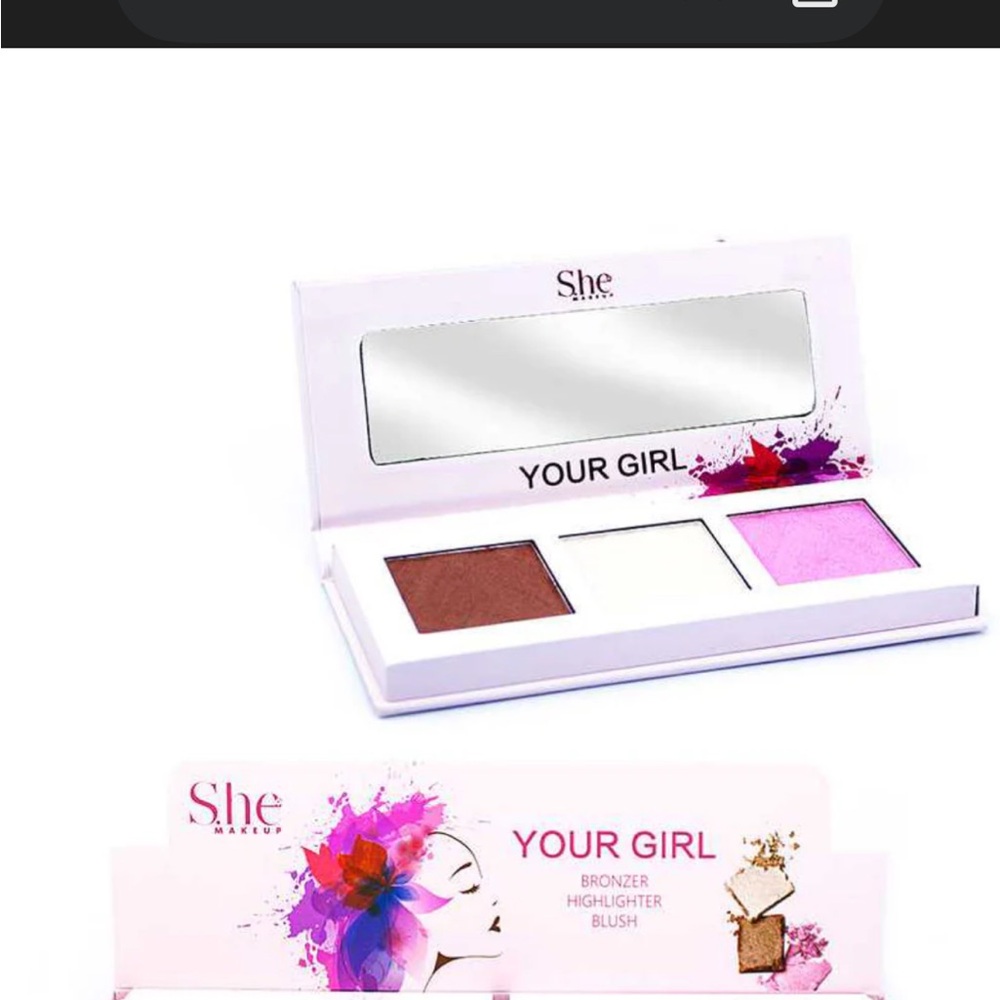 S.he  Your Girl Bronzer Highlighter Blush Palette NEW